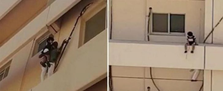 شاهدوا بالفيديو عملية إنقاذ بطولية لـ طفلة الخبر قبل أن تسقط والتفاصيل الحقيقية للحادثة !